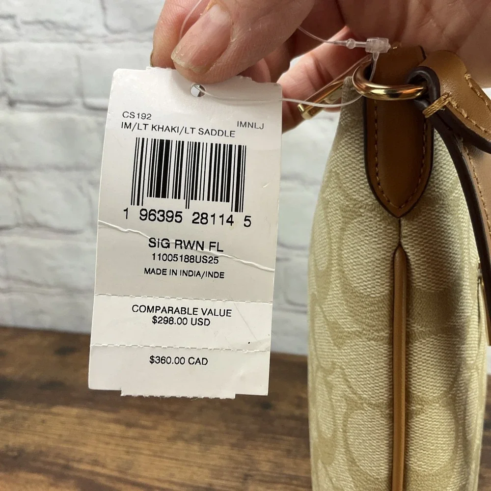 Coach Rowan File Bag In Signature Canvas‎ Light Khaki Light Saddle CS192 Purse